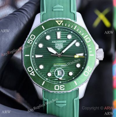 2024 New Copy Tag Heuer Aquaracer Professional 300 Men 41mm Watch Green Rubber Strap